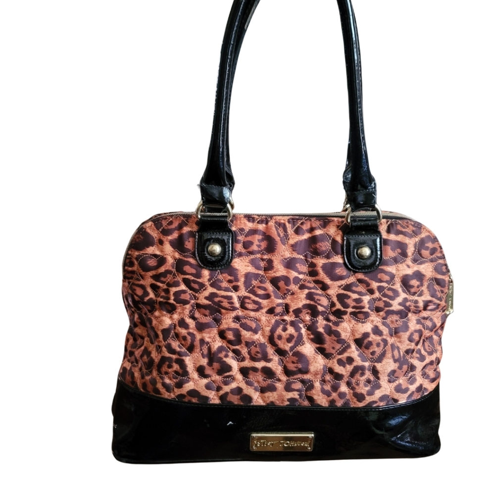 Betsy Johnson Animal Print Satchel Top Handle Handbag
